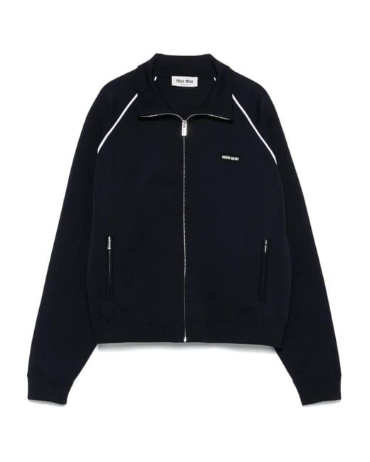 Miu Miu Blue Sweatshirt Mit Logo-Patch
