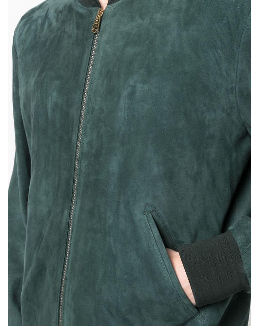 Paul Smith Green Zip-fastening Leather Bomber Jacket for men