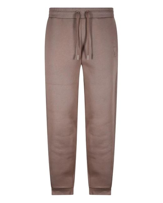 AMI Natural Embossed-Logo Track Pants