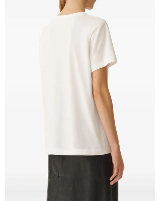 Fabiana Filippi White Short-Sleeved Jersey Top With Subtle Embellishments