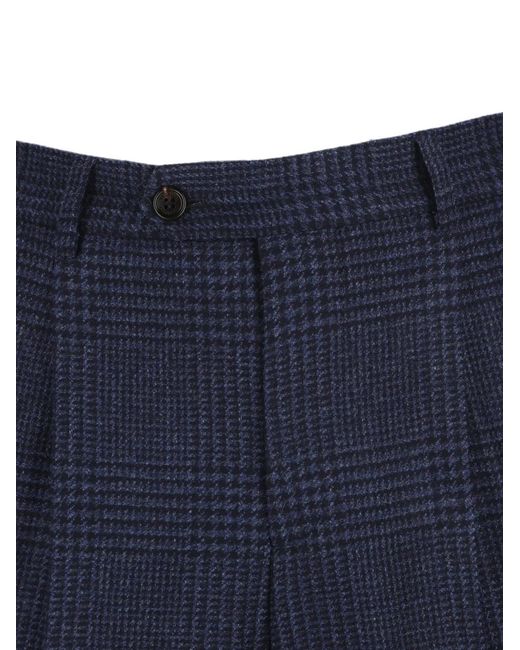 Brunello Cucinelli Blue Check Double-Breasted Suit for men