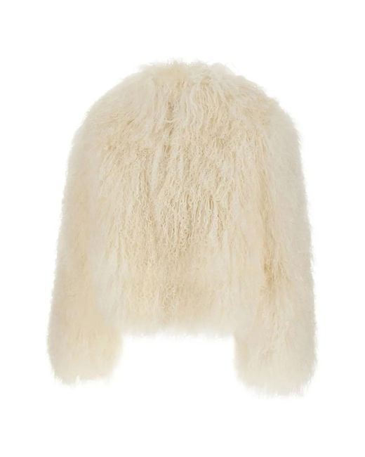 THE TOUCH Natural Marina Lamb-Fur Jacket