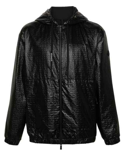 Moncler Black Logo-Embossed Hooded Jacket for men