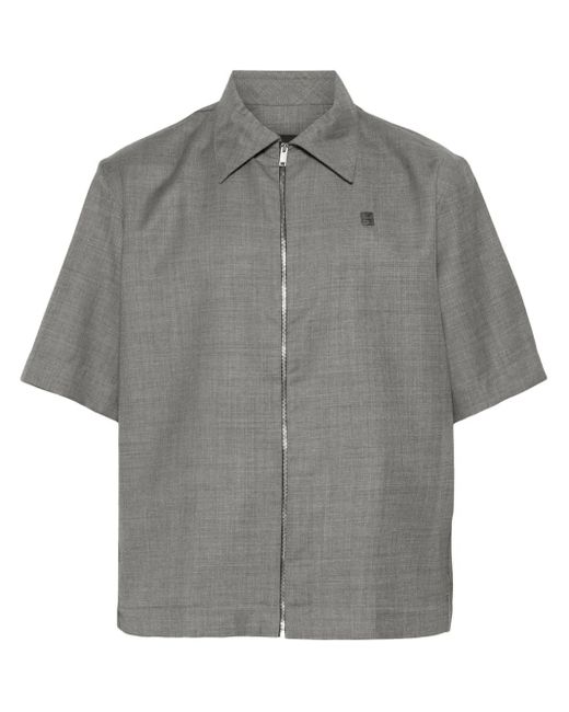 Givenchy Gray 4G-Motif Wool Shirt for men