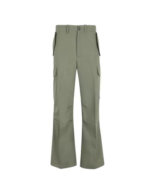 Setchu Green Creased Cargo Pants for men