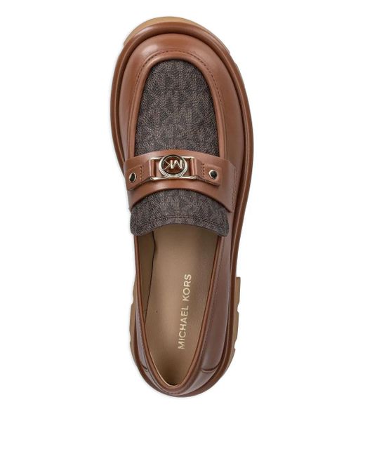 MICHAEL Michael Kors Brown 50Mm Mandy Monogram Platform Loafers