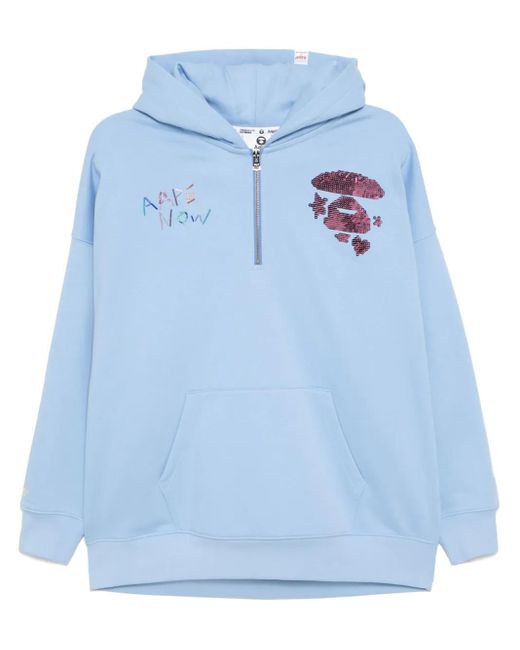 A Bathing Ape Blue Sequin-Embellishment Hoodie