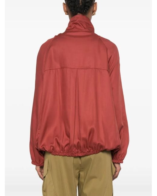 ViCOLO Red Button-Up High-Neck Top