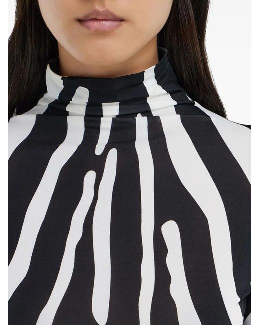 Ferragamo Black Animal-Print High-Neck Top