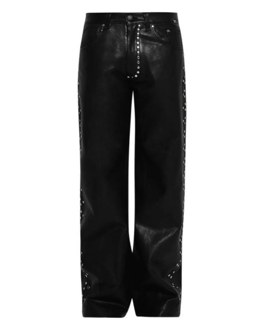 Earthling VIP Black Leather Studded Trousers for men