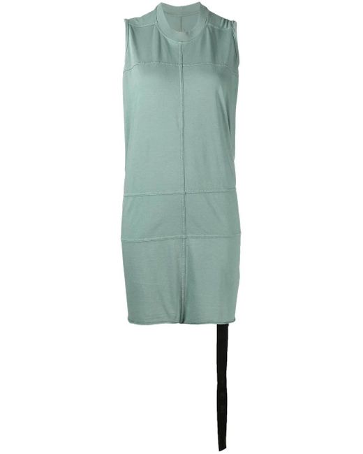 Rick Owens Green Panelled Crew-Neck Tank Top