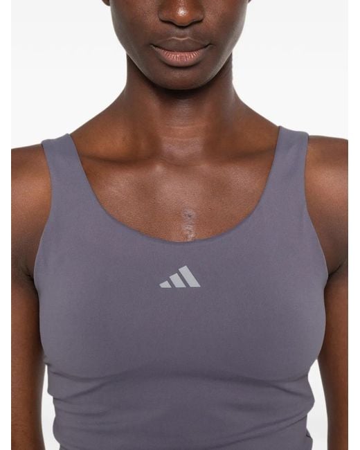 Adidas Blue Logo-Print Cropped Top