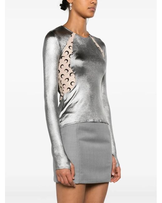 Top à manches longues du serre marin en maillot régénéré MARINE SERRE en coloris Black