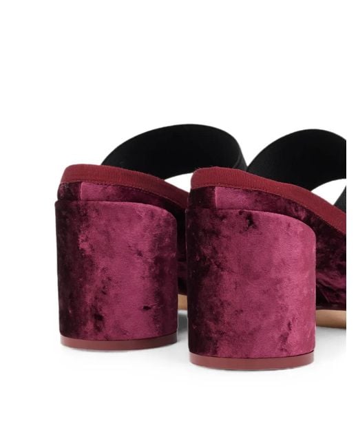 MM6 by Maison Margiela Purple Velvet Bow-Detail Mules
