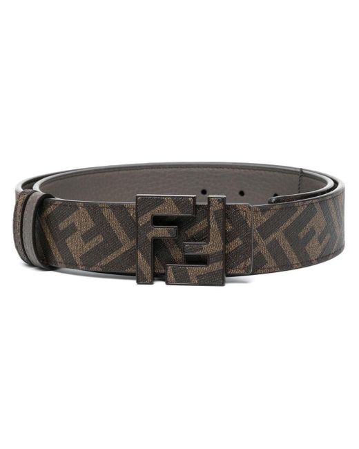 Fendi Brown Ff-monogram Leather Belt for men