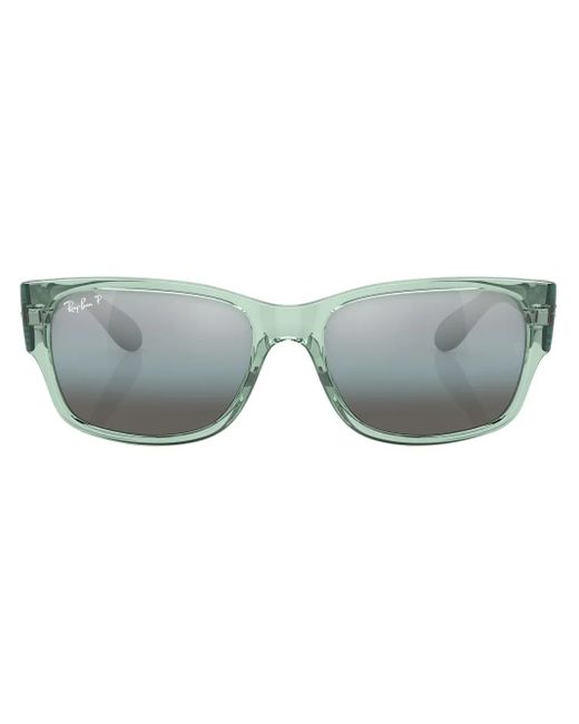 Ray-Ban Gray Rectangle-Frame Mirrored-Lens Sunglasses