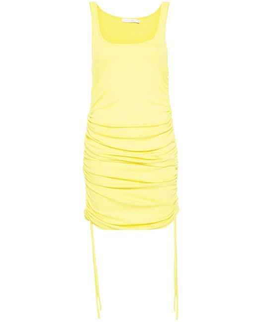 Amen Yellow Ribbed-knit Midi Dress