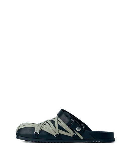 Rick Owens Black Cross-Strap Slippers for men