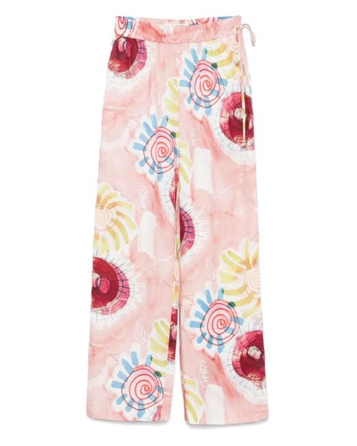 Scotch & Soda White Graphic-Print Trousers