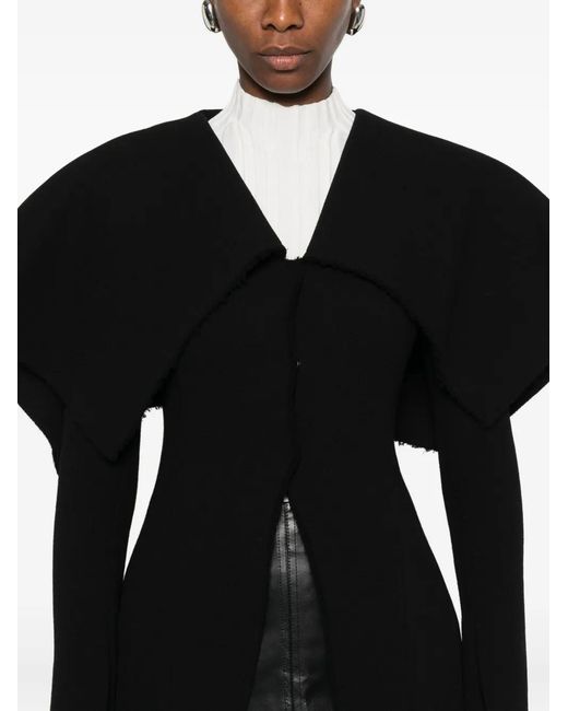 A.W.A.K.E. MODE Black Wide-Collar Long-Sleeve Jacket