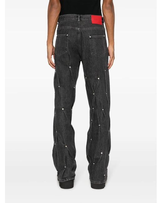 Vaqueros Rectos Multi-Rivet Kusikohc de hombre de color Black