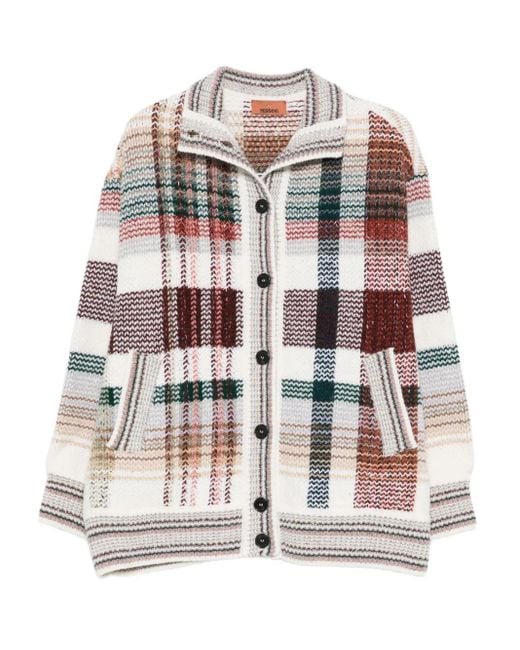 Missoni White Plaid-Pattern Cardigan