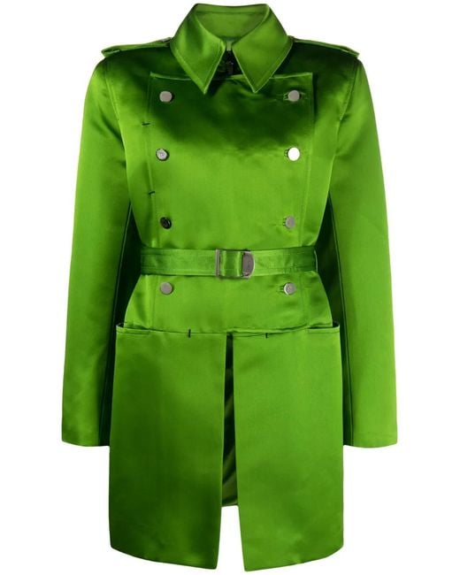 Tom Ford Green Belted Double-Breasted Silk Coat