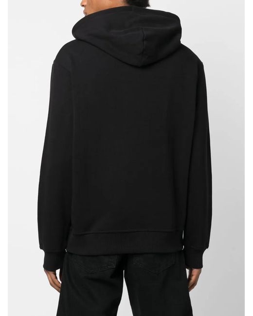 Just Cavalli Black Logo-Print Cotton Hoodie for men