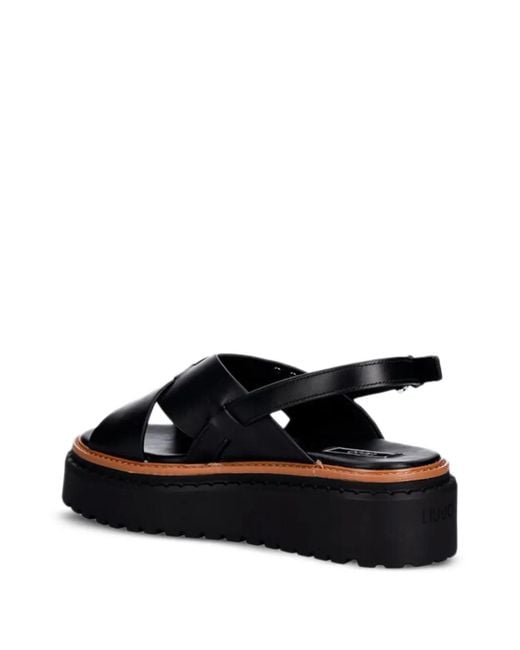 Liu Jo Black Crossover Flatform Sandals