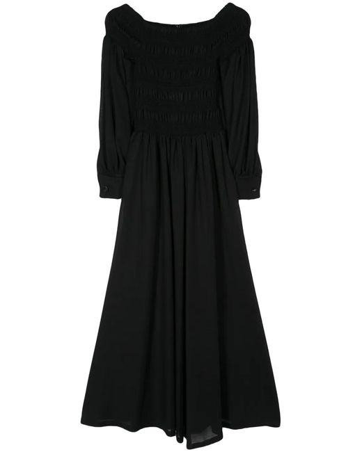 Max Mara Black Off Shoulder Wool Dress