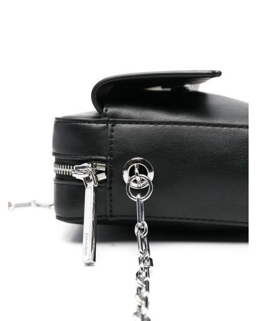 Calvin Klein Black Logo-Plaque Cross Body Bag
