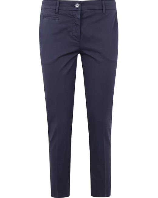 Twinset Blue Logo-Plaque Trousers