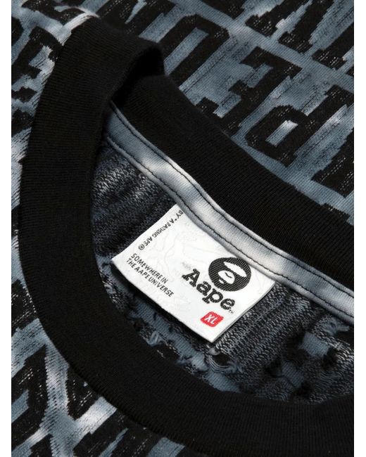 Aape By A Bathing Ape Black Patterned Crewneck T-Shirt for men