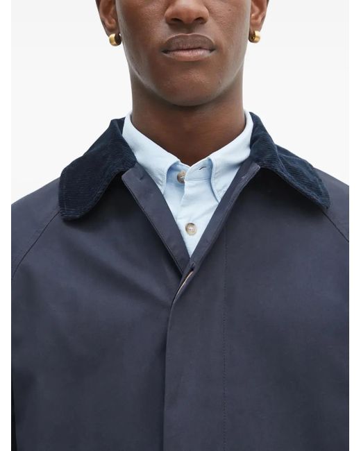 A.P.C. Blue Corduroy-Collar Long Coat for men