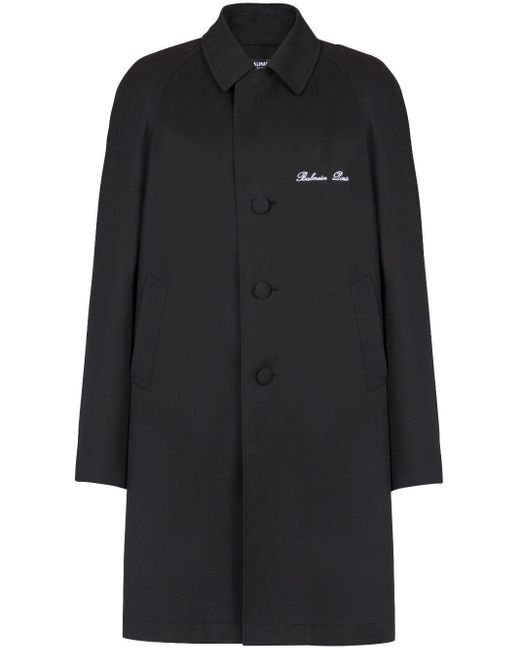 Manteau à logo brodé Balmain pour homme en coloris Black