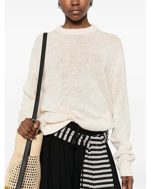 Jil Sander White Cre-Neck Sweater
