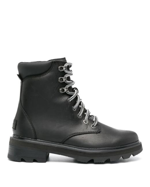 Sorel Black Lennox Leather Ankle Boots