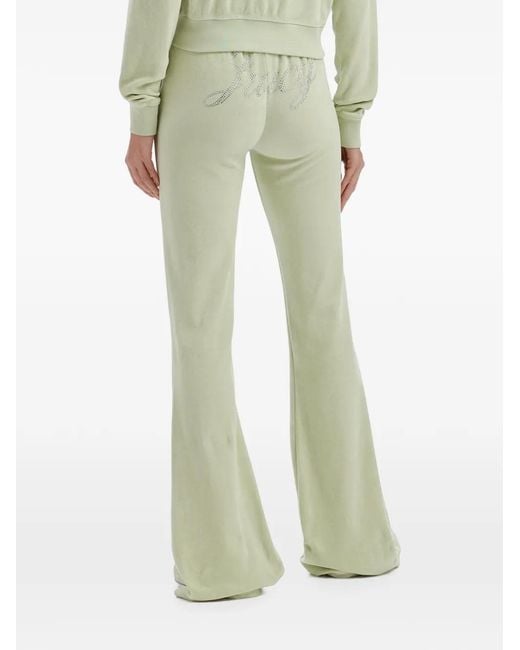 Sporty & Rich Green Logo-Embellished Flared Trousers