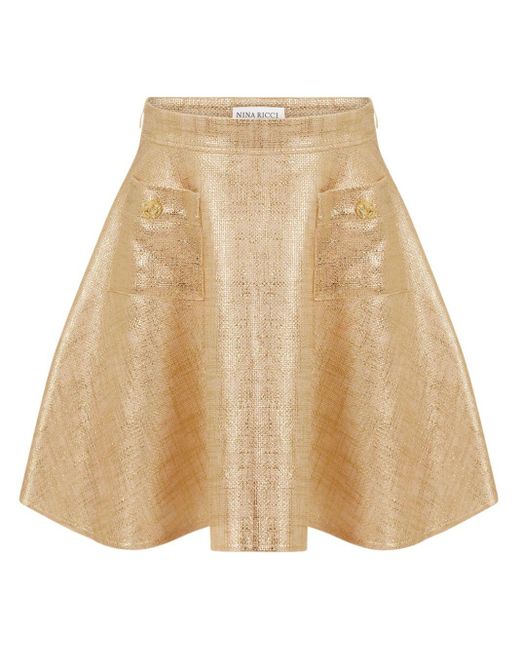 Nina Ricci Natural Foiled Skater Miniskirt