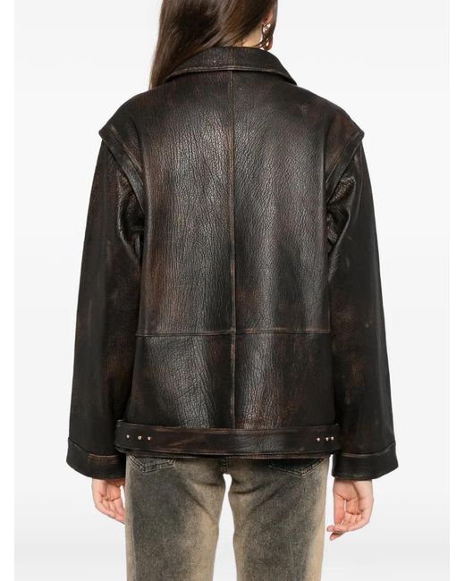 Cynthia Rowley Black Belted Leather Jacket