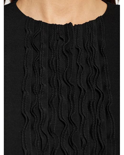 Emporio Armani Black Ruffle-Trimmed Round-Neck Jacket