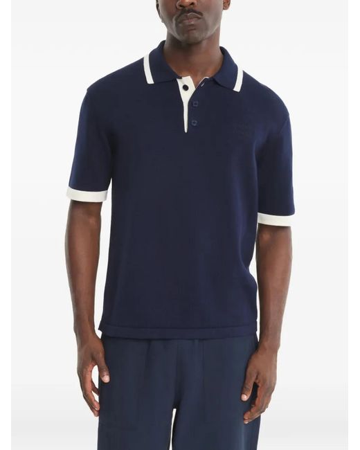 Maison Kitsuné Blue Ribbed-Trim Polo Shirt for men