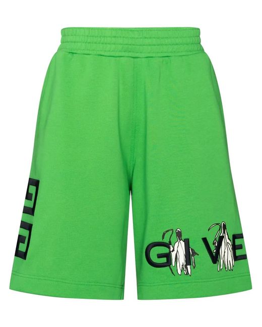 Givenchy Green X John Smith Logo-Print Track Shorts for men