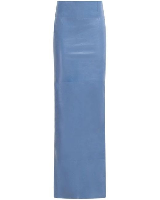 Marni Blue Rear-slit Leather Maxi Skirt