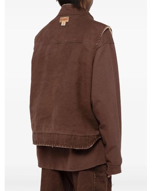 KAMIYA Brown Fleece-Lined Vest for men
