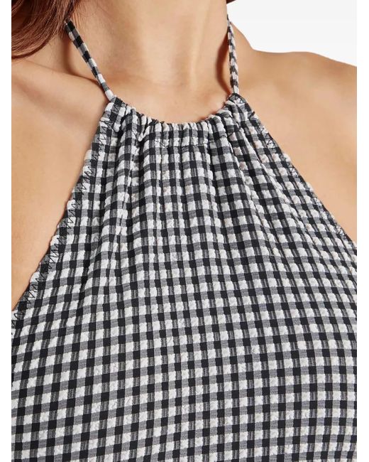 Hunza G Blue Gingham Halterneck Mini Dress