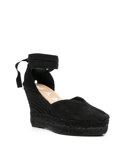 Manebí Black Suede Wedge Espadrilles