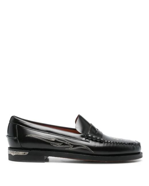 Sebago Black Polished Leather Penny Loafers for men