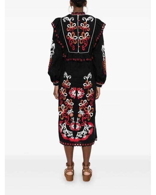 Farm Rio Black Cashew Mandala Richilieu Maxi Dress