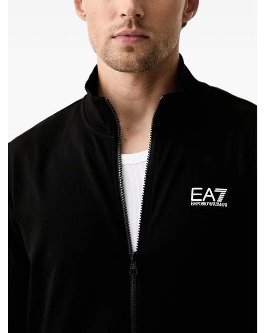 EA7 Black Logo-Print Tracksuit for men